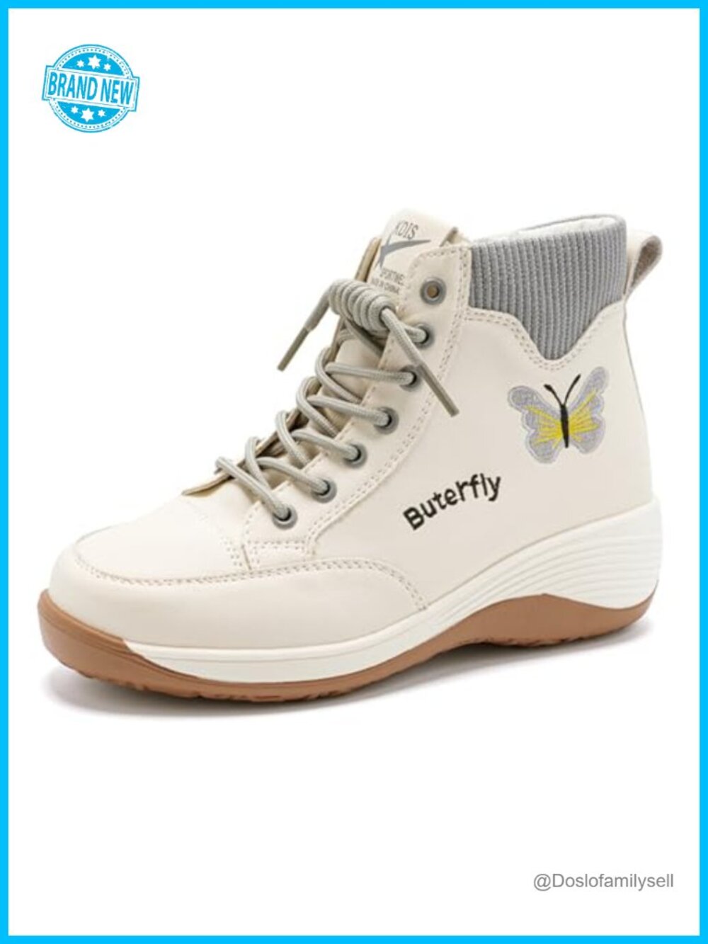 Women's Platform High Top Sneakers Side Zip Round Toe Non-Slip Ankle Boots